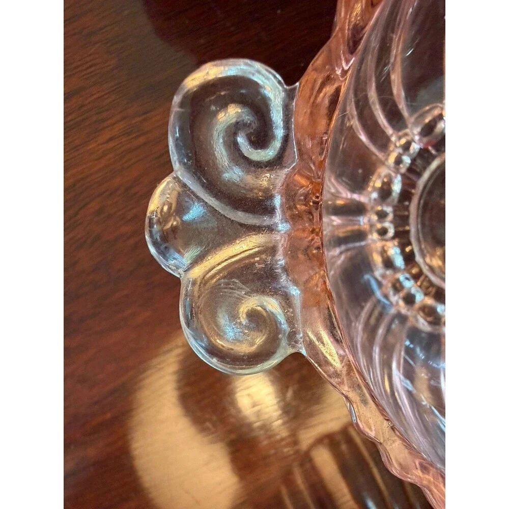 Anchor Hocking Vintage Pink Depression Glass Candy Dish Old Cafe Set of 2